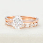 2.0 CT Oval Moissanite Solitaire Bridal Wedding Ring Set